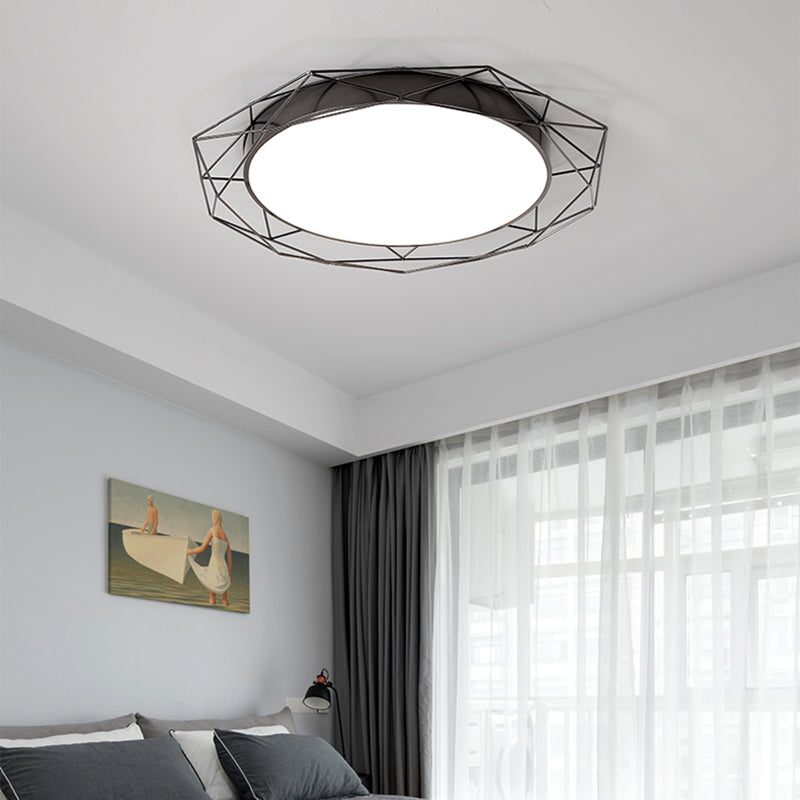 Plafonnier encastré métallique – Cadre rond en fil de fer doré/noir nordique – Idéal pour la chambre à coucher – Largeur de 21,5"/25,5"