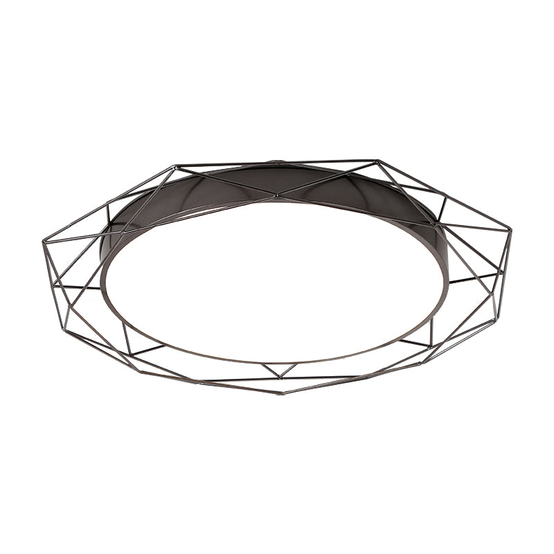 Plafonnier encastré métallique – Cadre rond en fil de fer doré/noir nordique – Idéal pour la chambre à coucher – Largeur de 21,5"/25,5"