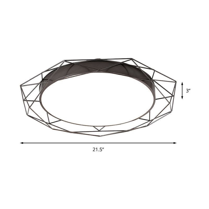 Plafonnier encastré métallique – Cadre rond en fil de fer doré/noir nordique – Idéal pour la chambre à coucher – Largeur de 21,5"/25,5"