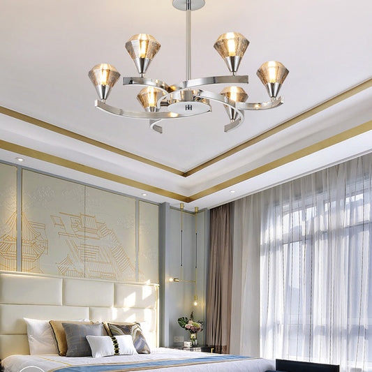 Sputnik Design Diamond Crystal Chandelier Light - Modern Ceiling Lamp Fixture with 6/8/10 Lights in Chrome/Gold