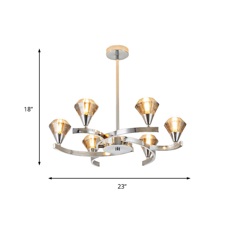 Sputnik Design Diamond Crystal Chandelier Light - Modern Ceiling Lamp Fixture with 6/8/10 Lights in Chrome/Gold
