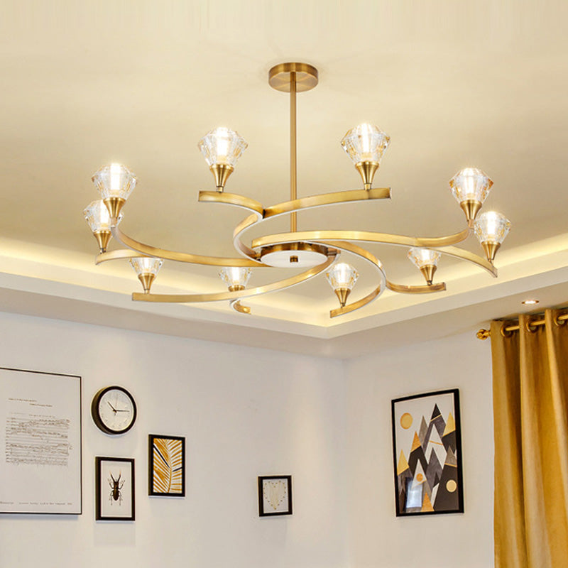 Sputnik Design Diamond Crystal Chandelier Light - Modern Ceiling Lamp Fixture with 6/8/10 Lights in Chrome/Gold