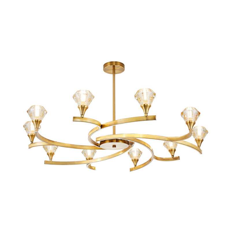 Sputnik Design Diamond Crystal Chandelier Light - Modern Ceiling Lamp Fixture with 6/8/10 Lights in Chrome/Gold