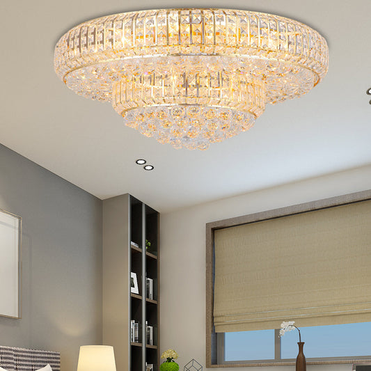 Modern Clear Crystal Ceiling Light with Gold Finish for Living Room