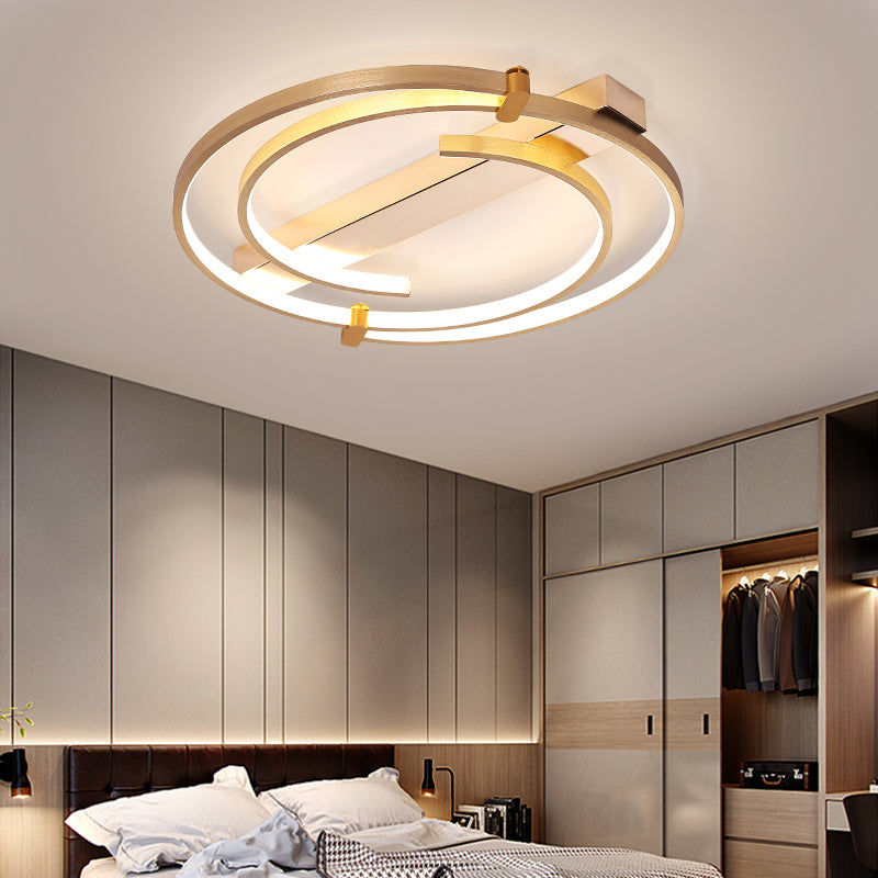 Minimalist Gold Flush Mount Ceiling Light Fixture - 18"/23.5" W Ring for Bedrooms