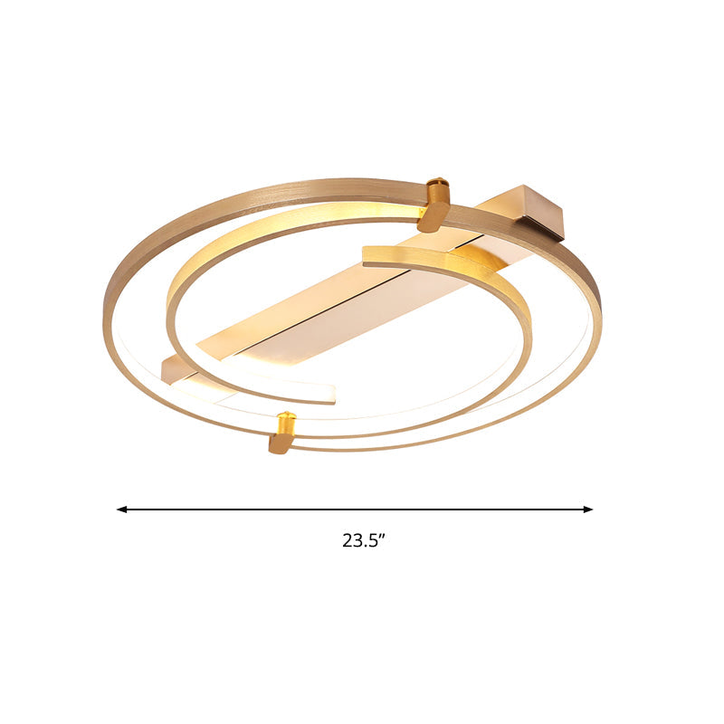 Minimalist Gold Flush Mount Ceiling Light Fixture - 18"/23.5" W Ring for Bedrooms