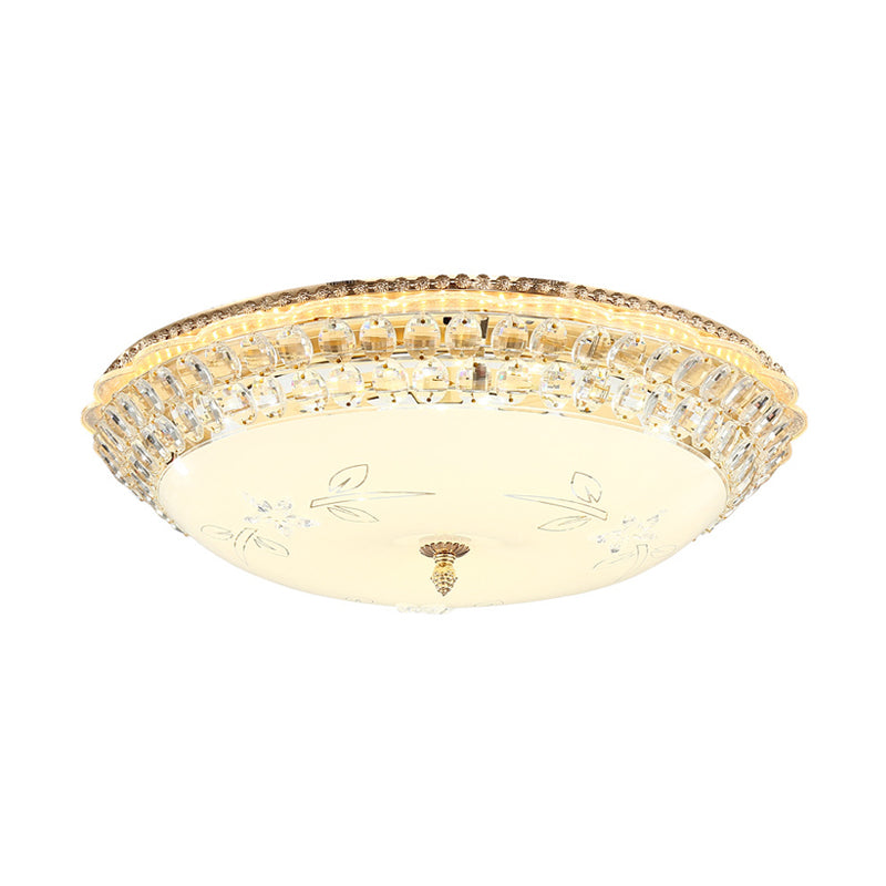 Suspension LED en verre blanc et cristal transparent moderniste pour chambre à coucher - Diamètre 12"/16"