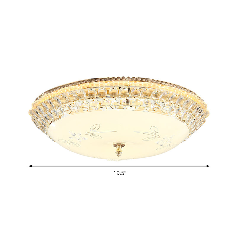 Suspension LED en verre blanc et cristal transparent moderniste pour chambre à coucher - Diamètre 12"/16"