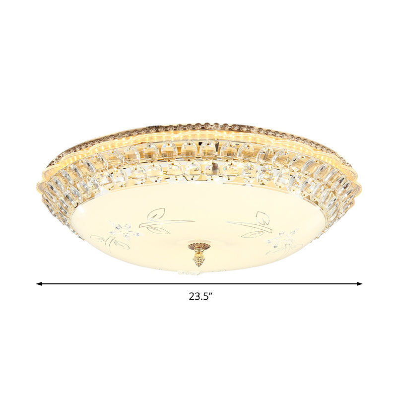 Suspension LED en verre blanc et cristal transparent moderniste pour chambre à coucher - Diamètre 12"/16"