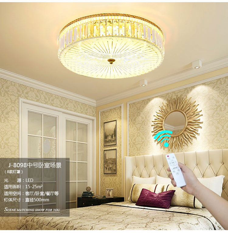 Modern Gold Flush Mount Ceiling Light Fixture - Clear Crystal Circular Design, Multiple Sizes - Glass Diffuser Included