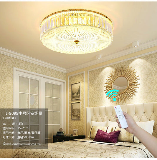 Modern Gold Flush Mount Ceiling Light Fixture - Clear Crystal Circular Design, Multiple Sizes - Glass Diffuser Included