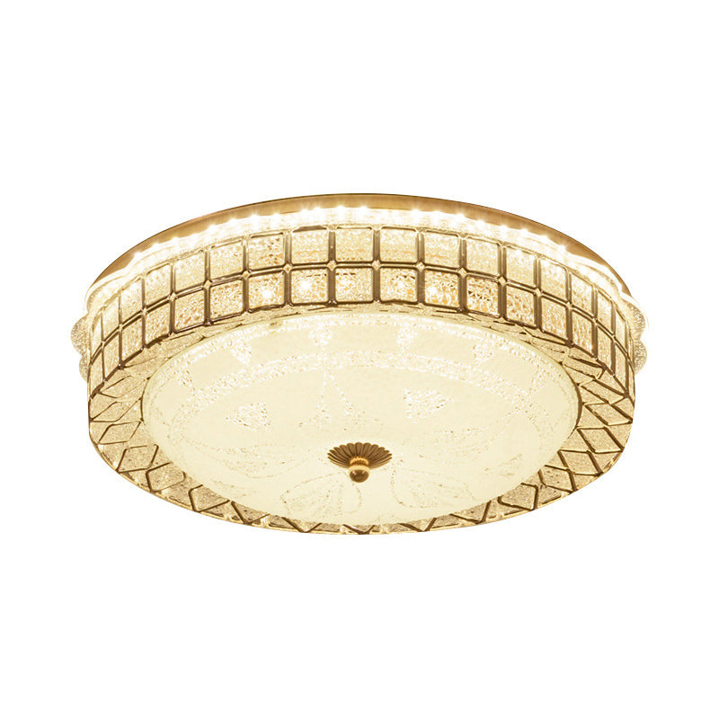 Modern LED Ceiling Light with Crystal Accents and White Glass Diffuser