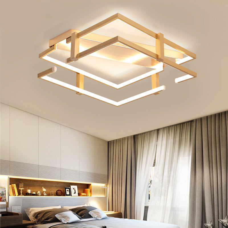 Nordic Gold Led Bedroom Ceiling Lamp Aluminum Frame Flush Mount Light Fixture In Warm/White 18/23.5W