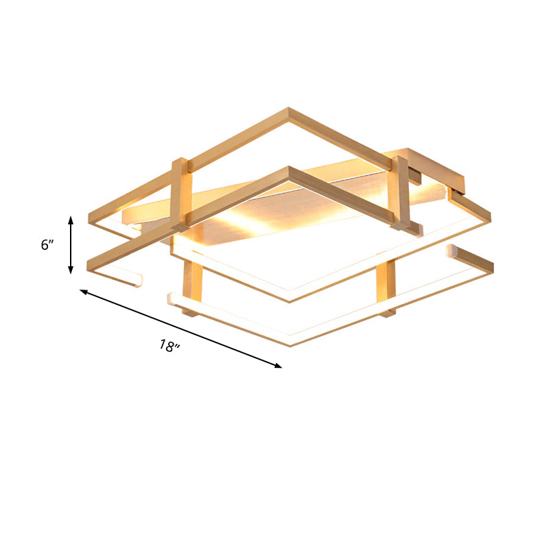 Nordic Gold LED Bedroom Ceiling Lamp, Aluminum Frame, Flush Mount Light Fixture in Warm/White, 18"/23.5"W