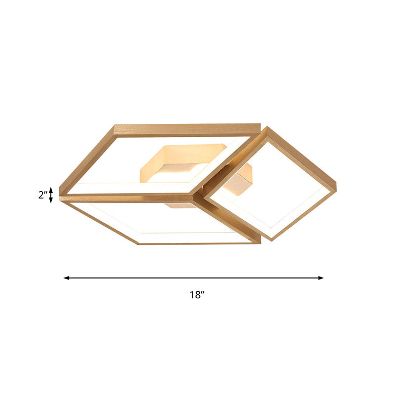 Nordic Metal Integrated LED Rhombus Flush Ceiling Light in Warm/White, 18"/23.5" W