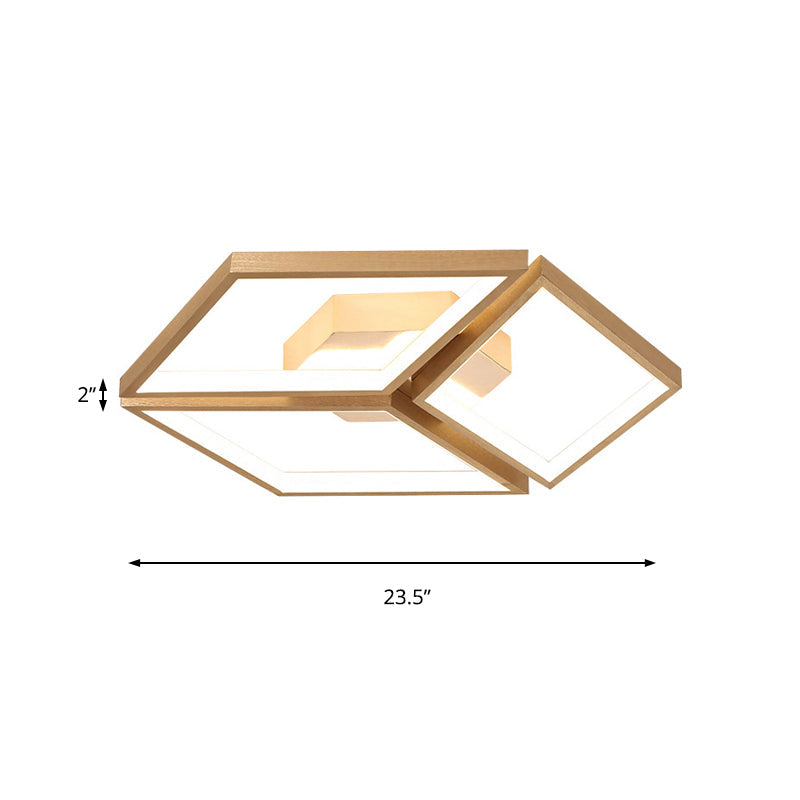 Nordic Metal Integrated LED Rhombus Flush Ceiling Light in Warm/White, 18"/23.5" W