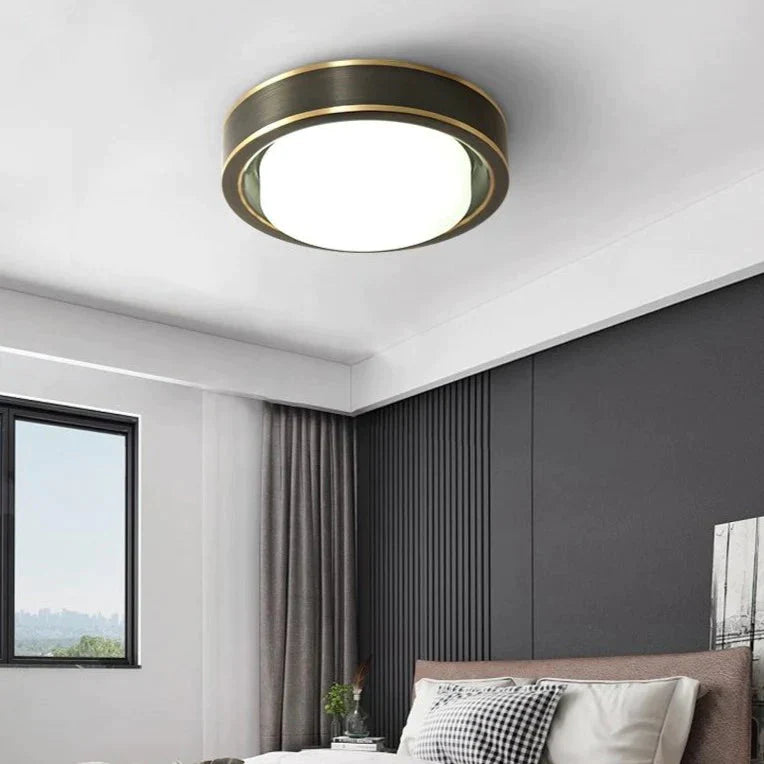Simple Modern Black Copper Ceiling Lamp – Sleek Design for Living Rooms