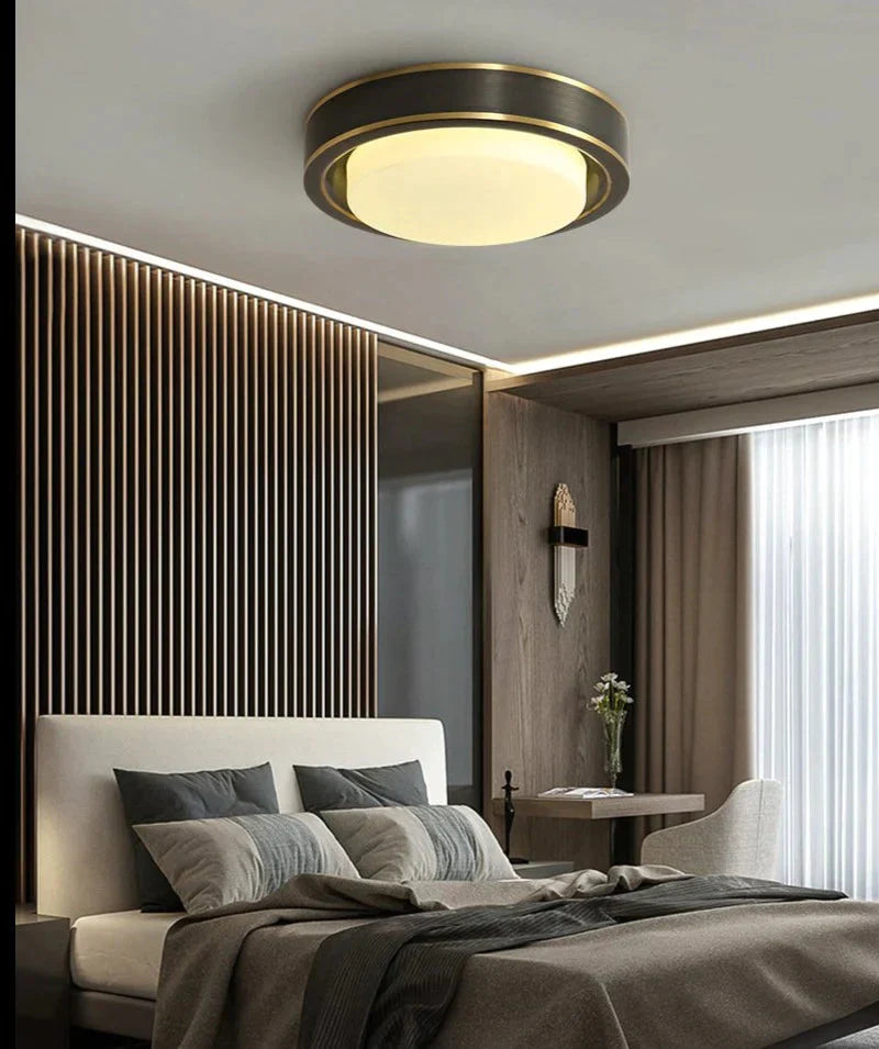 Simple Modern Black Copper Ceiling Lamp – Sleek Design for Living Rooms
