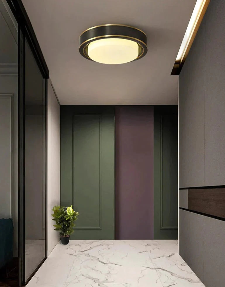 Simple Modern Black Copper Ceiling Lamp – Sleek Design for Living Rooms