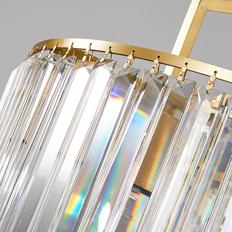 2-Tier Clear Crystal Prism Pendant Chandelier in Modern Gold Design - 3/5/8 Lights