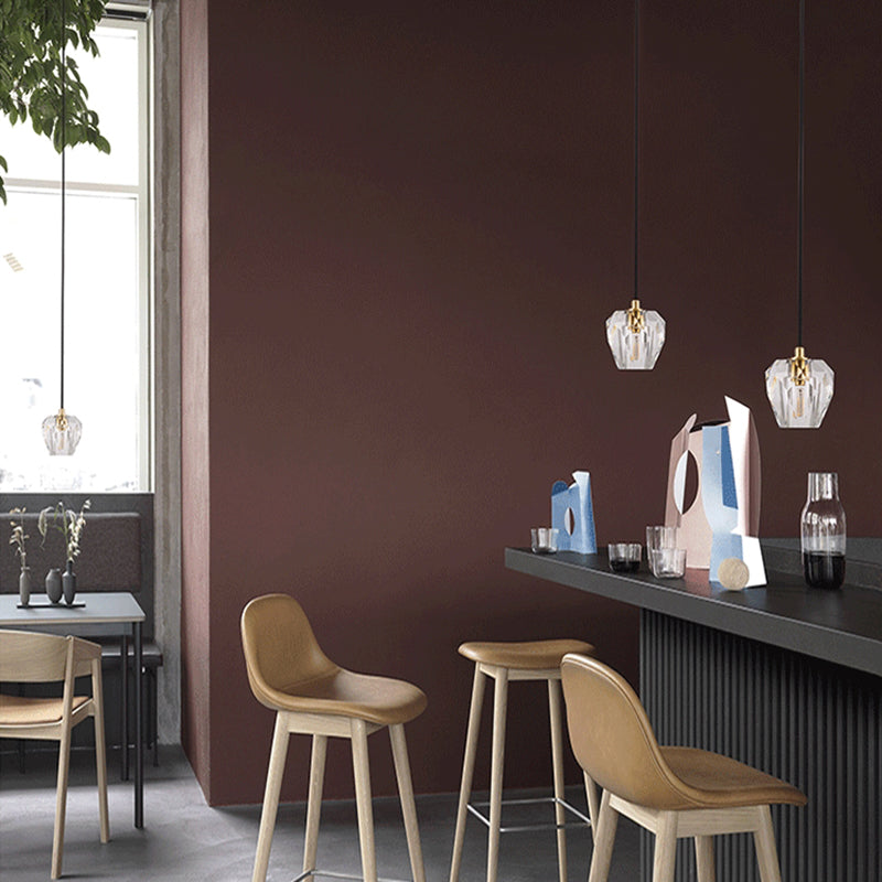Contemporary Clear Crystal Pendant Light: 1-Light Faceted Ceiling-Hanging with Tapered Shade - Ideal for Bedside
