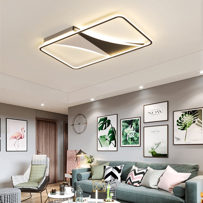 Modern Acrylic Flush Light for Bedroom - Square/Rectangular Ceiling Lighting in Black/White, Warm/White LED, 16"/19.5"/23.5" W