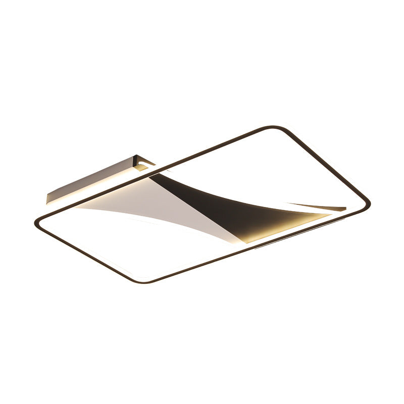 Modern Acrylic Flush Light for Bedroom - Square/Rectangular Ceiling Lighting in Black/White, Warm/White LED, 16"/19.5"/23.5" W