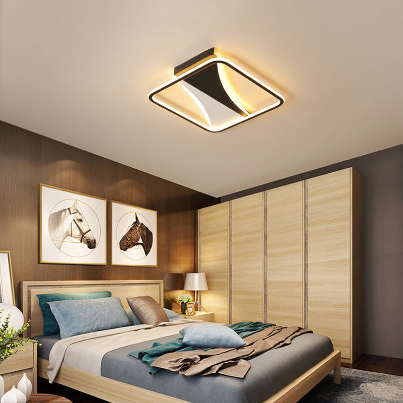 Modern Acrylic Flush Light for Bedroom - Square/Rectangular Ceiling Lighting in Black/White, Warm/White LED, 16"/19.5"/23.5" W