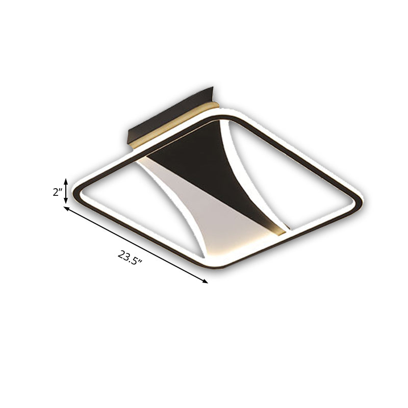 Modern Acrylic Flush Light for Bedroom - Square/Rectangular Ceiling Lighting in Black/White, Warm/White LED, 16"/19.5"/23.5" W