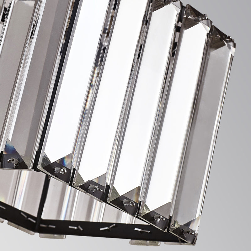 Contemporary Cubic Dining Room Pendant Lamp - 1 Light Black Ceiling Light with Clear Crystal Block