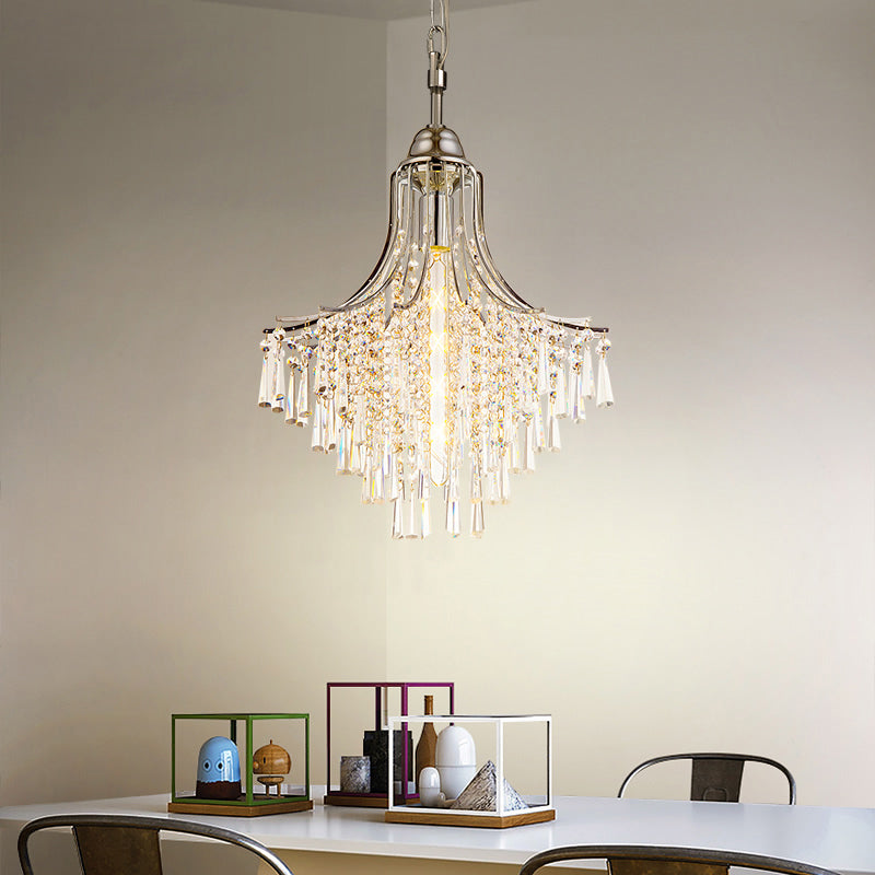 Vintage Style Crystal Pendant Light - Polished Chrome Finish Ideal For Living Room