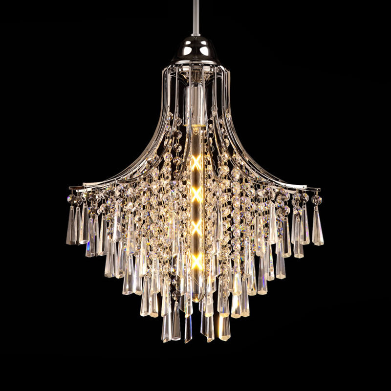 Vintage Style Crystal Pendant Light - Polished Chrome Finish Ideal For Living Room