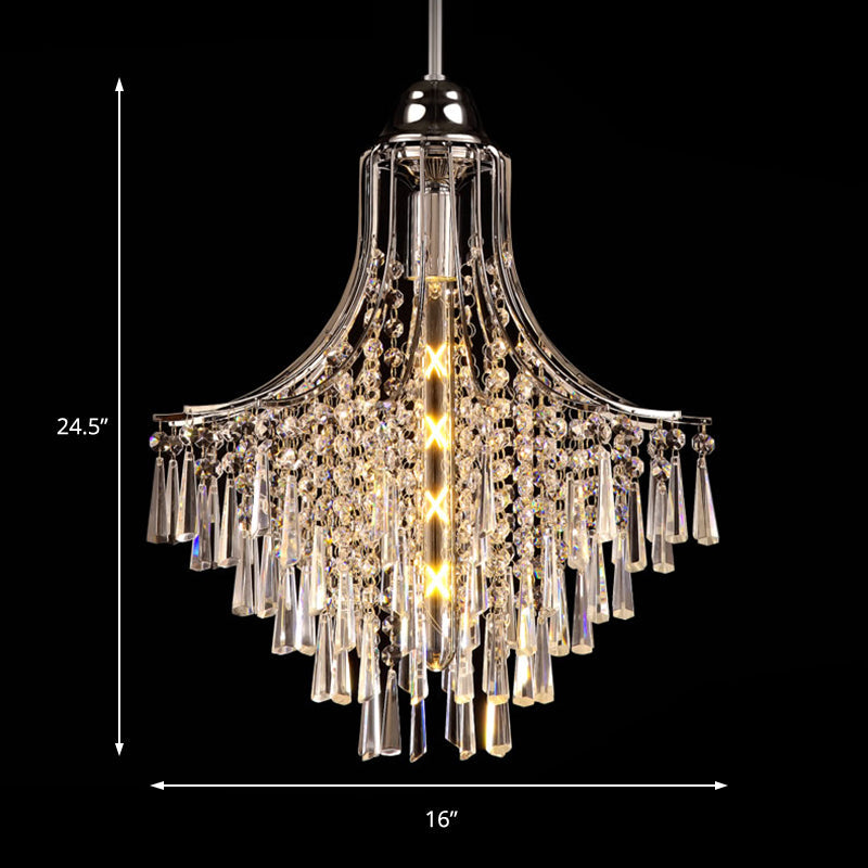 Vintage Style Crystal Pendant Light - Polished Chrome Finish Ideal For Living Room