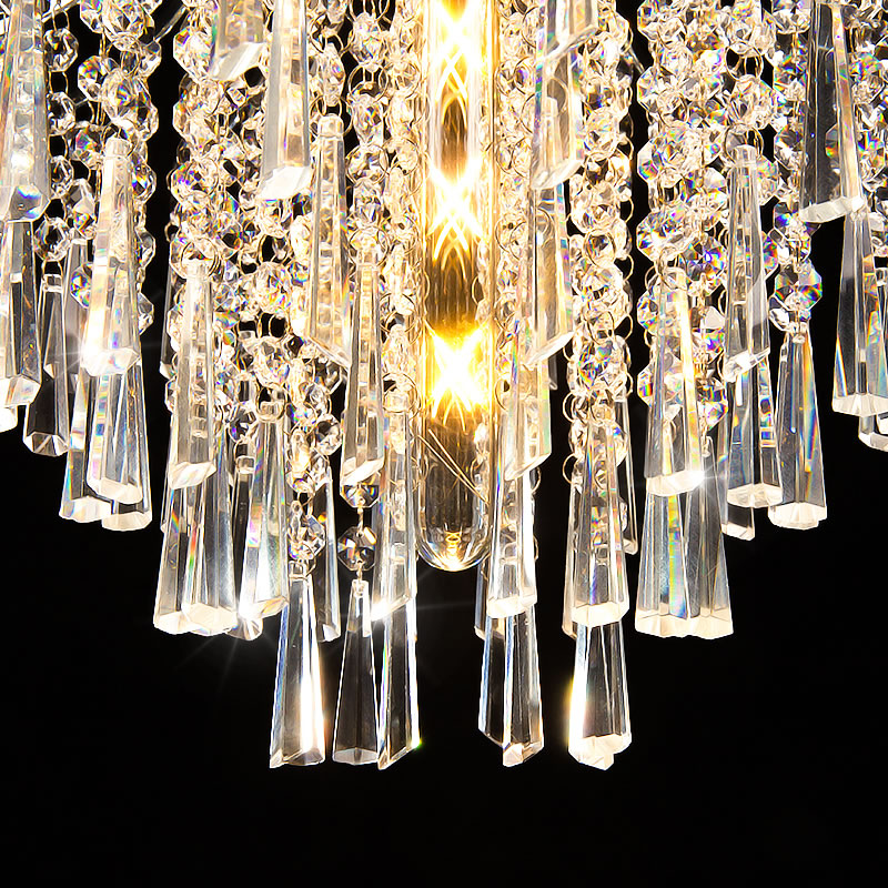 Vintage Style Crystal Pendant Light Chandelier in Polished Chrome Finish for Living Room