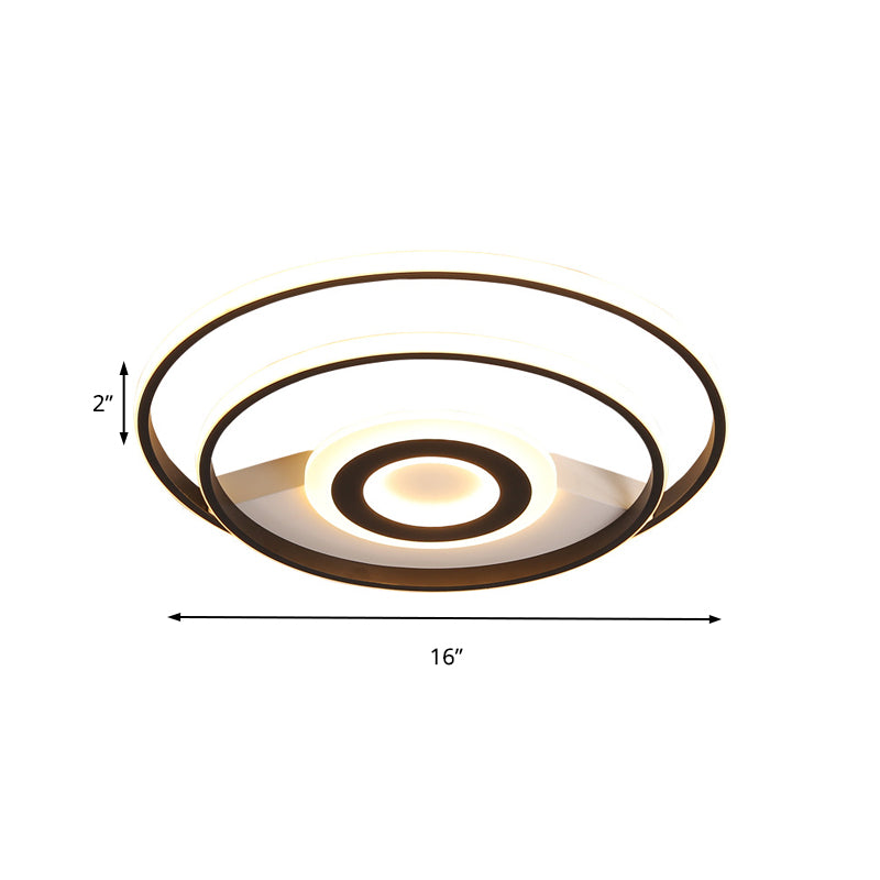Black Ring Flush Mount Light – Nordic Acrylic LED Ceiling Lighting for Bedroom (16"/19.5"/23.5" W) - Warm/White