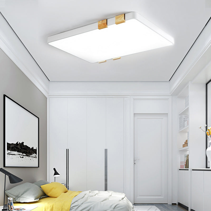 Nordic 1 Light Grey/White Ceiling Lamp - Acrylic Shade, Rectangular Flush Mount with Warm/White Lighting
