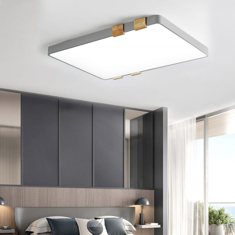 Nordic 1 Light Grey/White Ceiling Lamp - Acrylic Shade, Rectangular Flush Mount with Warm/White Lighting