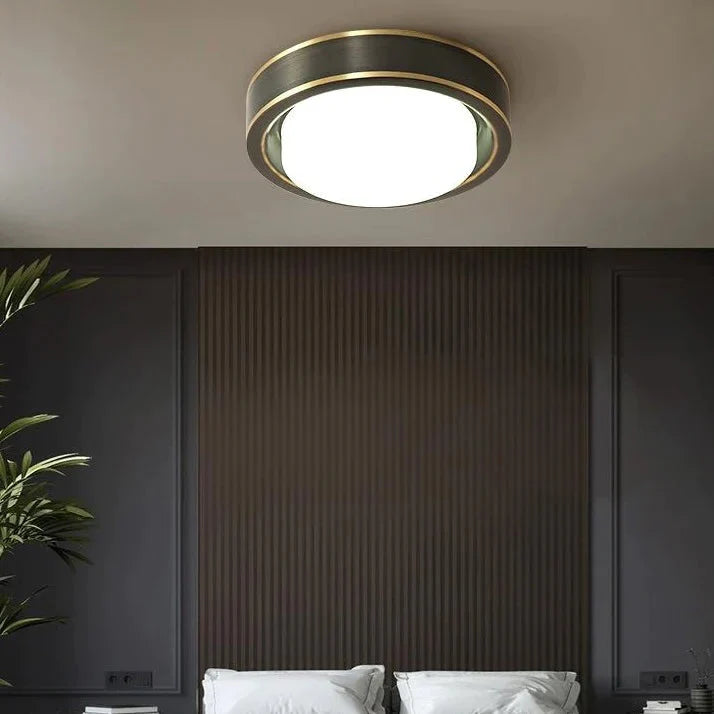 Simple Modern Black Copper Ceiling Lamp – Sleek Design for Living Rooms