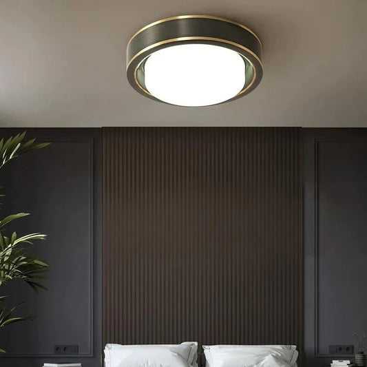 Simple Modern Black Copper Ceiling Lamp – Sleek Design for Living Rooms