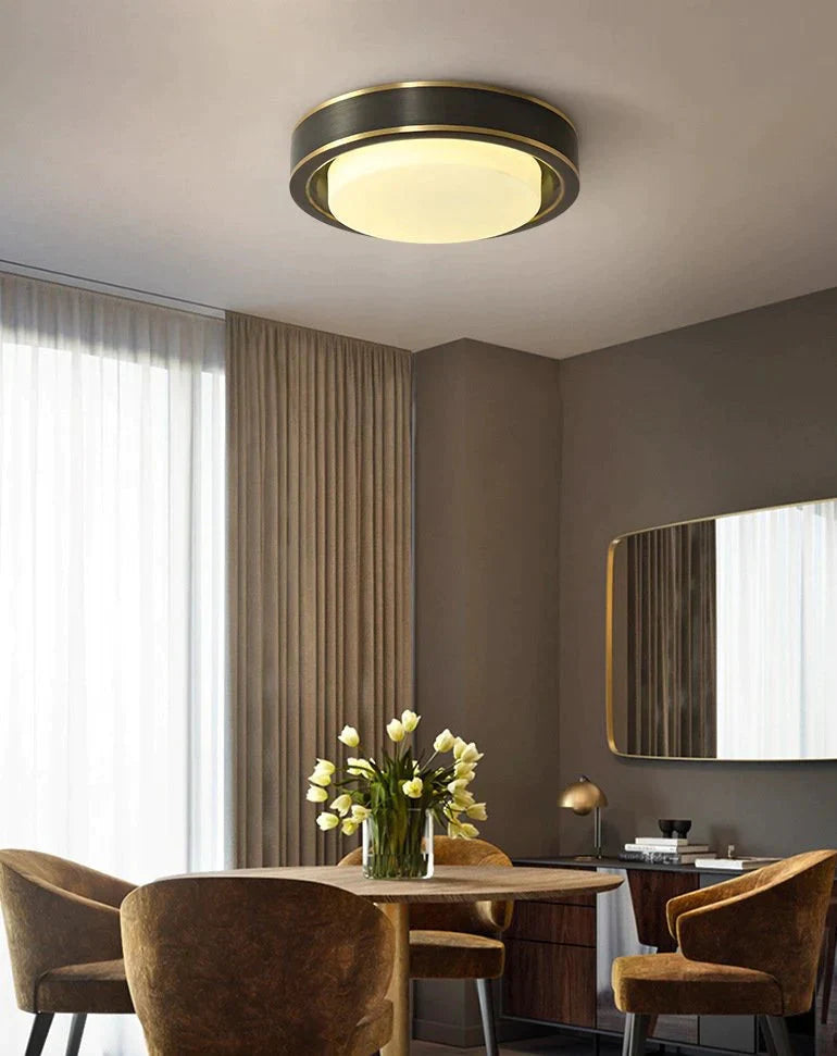 Simple Modern Black Copper Ceiling Lamp – Sleek Design for Living Rooms