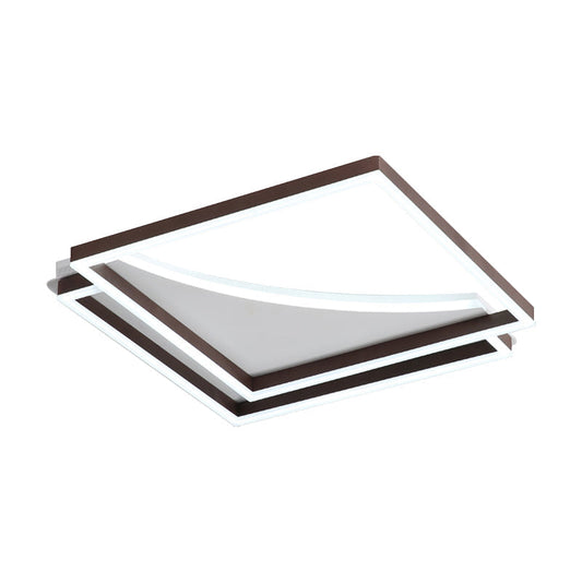 Modern Acrylic Led Ceiling Light In Coffee Brown Flush Mount Lamp With Overlapping Design Warm/White
