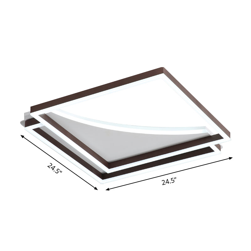 Modern Acrylic LED Ceiling Light in Coffee Brown, Flush Mount Lamp with Overlapping Design, Warm/White Light, Multiple Sizes Available