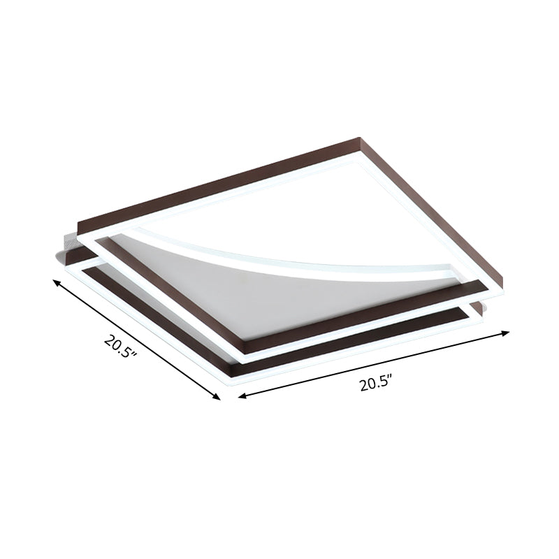 Modern Acrylic LED Ceiling Light in Coffee Brown, Flush Mount Lamp with Overlapping Design, Warm/White Light, Multiple Sizes Available