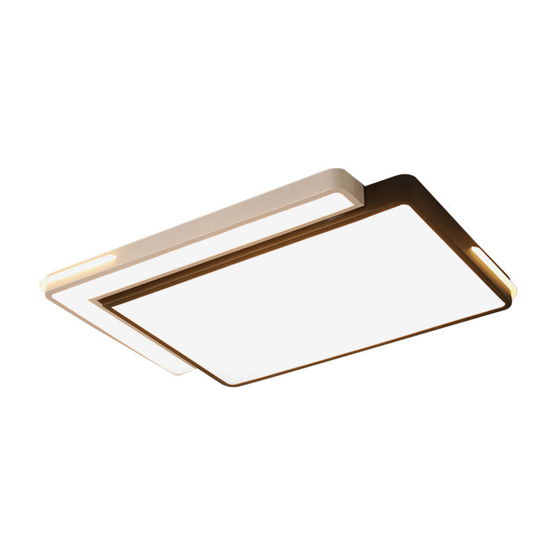 Plafonnier LED moderne noir et blanc avec abat-jour en acrylique - Plafonnier carré/rectangulaire en lumière blanche/chaude - 20,5"/39" L