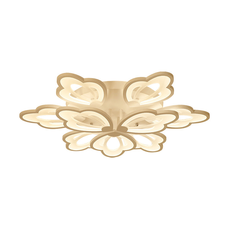 Modern Floral LED Ceiling Light with Acrylic Shade and 3/5/9 Lights in White/Warm/Natural Tone - Ideal for Bedrooms