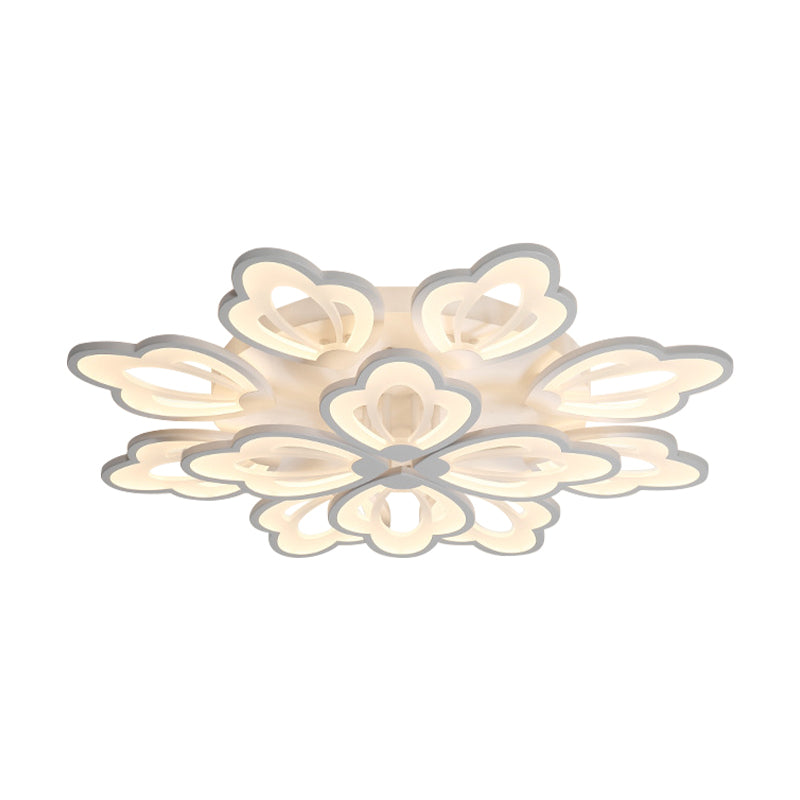 Modern Floral LED Ceiling Light with Acrylic Shade and 3/5/9 Lights in White/Warm/Natural Tone - Ideal for Bedrooms