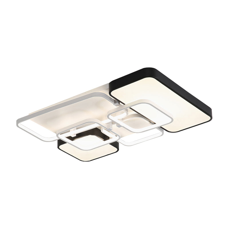 Rectangular Modernist Style Led Flush Mount Lamp - 18/21.5 Acrylic Wide Black Warm/White Light For