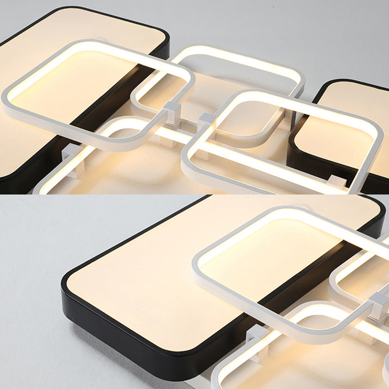 Rectangular Modernist Style Led Flush Mount Lamp - 18/21.5 Acrylic Wide Black Warm/White Light For