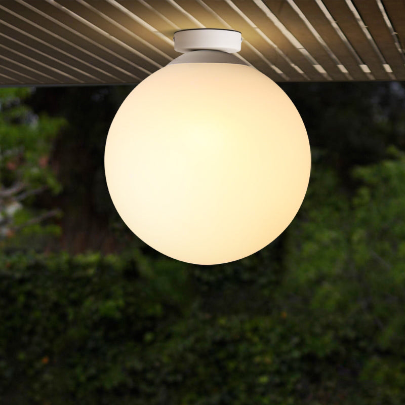 Modern Opal Glass Globe Flush Mount Lamp - 1 Light, 6"/8"/10" Wide, White Ceiling Fixture