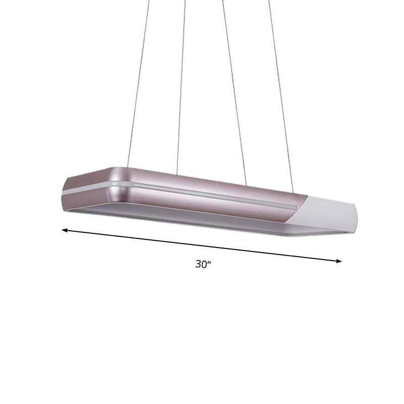 Rose Gold Rectangular Metal Pendant Light with Simple Style - LED Hanging Ceiling Light for Dining Room